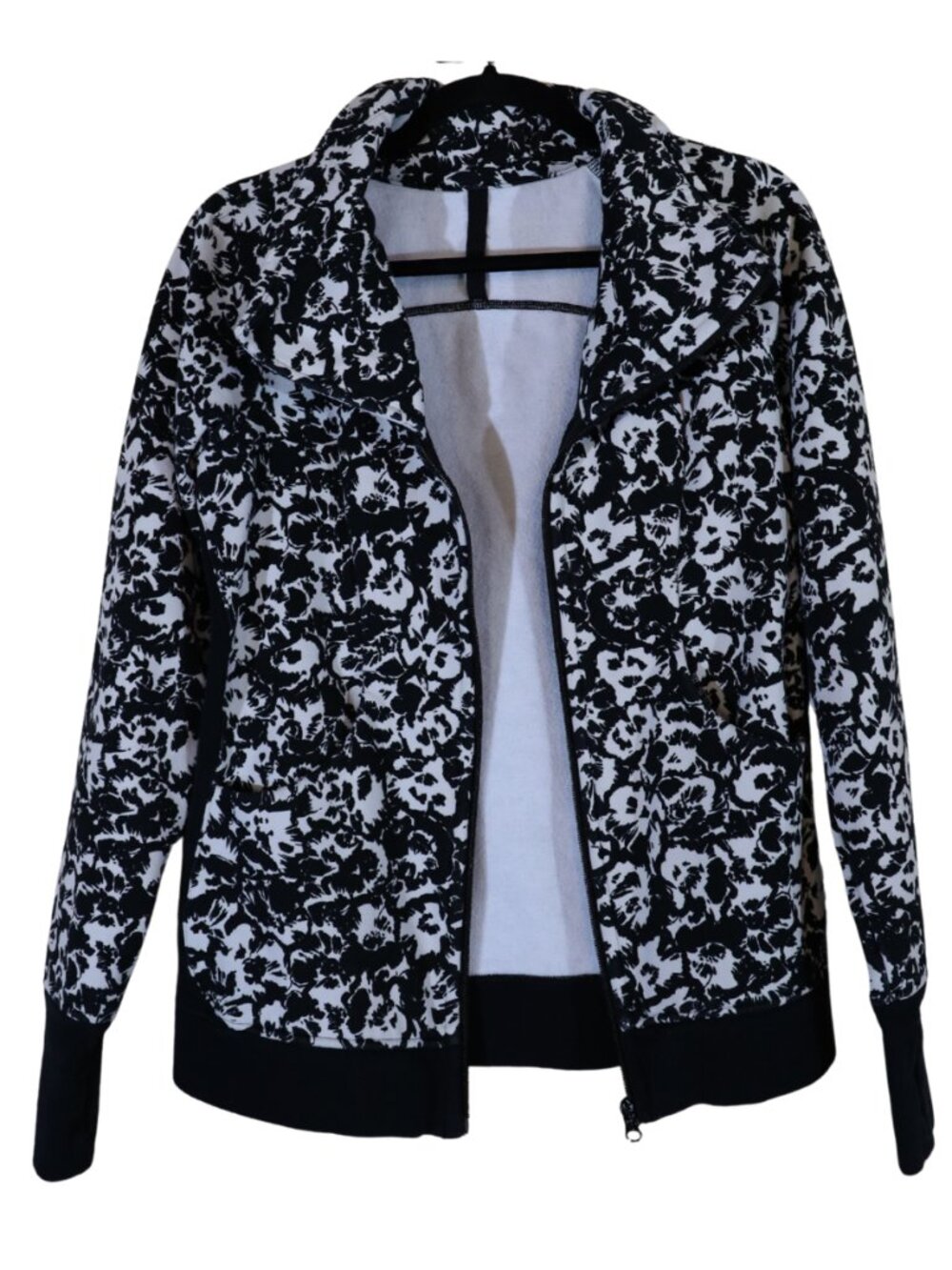 Lululemon Cozy Cuddle Up Jacket Fleur Sombre Black White Floral Size 8